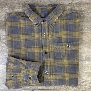 Beau Brummel Plaid Button Front Shirt w/ Elbow Patches – Men’s Large